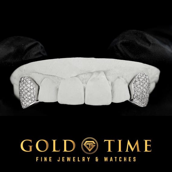 Custom Honeycomb Iced Out Moissanite Fang Grillz – Piece in Silver or  Gold – Made to Order Grillz with Impression Kit