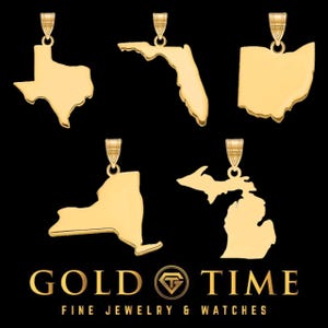 Custom State Charm Pendant - 50 State Necklace -Texas - Personalized USA Jewelry - Engraved Gold or Silver Pendant - Gold Time Killeen