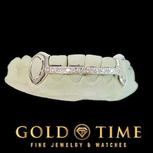 Custom Open Face Grillz with CZ Center Row – Available in Silver, Gold, Rose Gold, and Custom Stone Options – Luxury Custom Teeth Jewelry