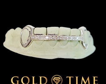 Custom Open Face Grillz with Iced Center Row