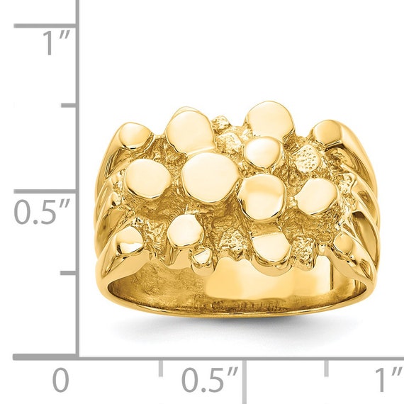 Men's 14k Solid Gold Nugget Ring | Textured Band, 9.86mm Wide | Knight Style Wedding Band Or Pinky Ring