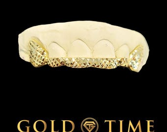 Custom Handmade Grillz - 6 piece Trillion Front Tips with Solid Trillion Canines - Silver, 10k, 14k Gold - Yellow, White, Rose
