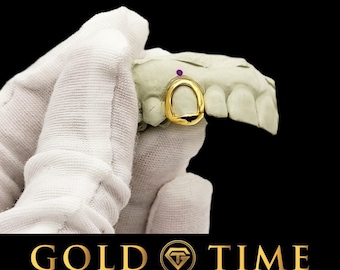 Custom Single Tooth Grillz | Open Face Solid Cap | 10K 14K Gold or Silver | Includes Impression Mold Kit