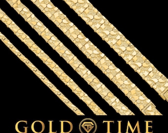 Gold Nugget Bracelet | 10K 14K Gold or Sterling Silver | Solid Nugget Link | Custom Length | Women's Fine Jewelry