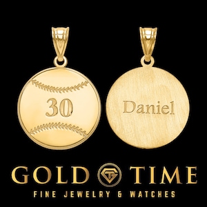 Custom Engraved Baseball Jersey Number and Name Pendant: Sterling Silver or Gold