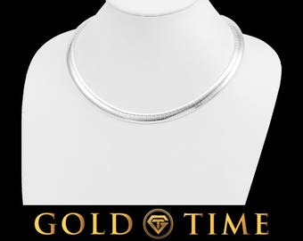Sterling zilveren Cubetto Omega-halsketting, gepolijste ketting die niet verkleurt.
