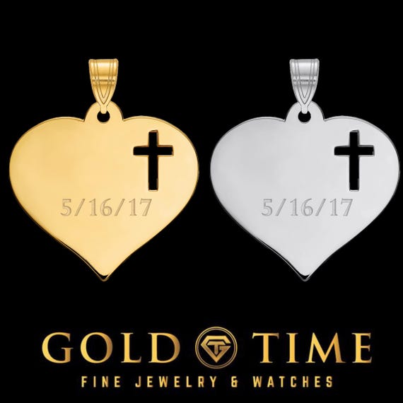Heart with Cutout Cross and Engraving Pendant Heart with Cutout Cross and Engraving Pendant