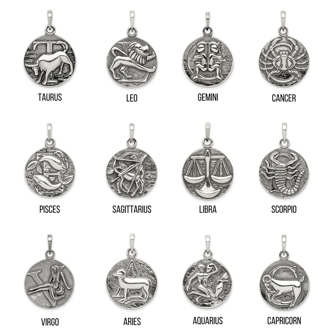 Horoscope Sterling Silver Pendant plated in Rhodium