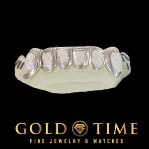 Custom 6 Tooth Box Dust Grillz with Perm Cuts - Made to Order Silver or Gold Grill - Includes Mold Kit - Luxury Custom Grillz