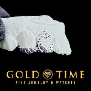 Custom Double Cap Trillion Diamond-Cut Grillz with Heart Cutout Canine & Incisor Tip