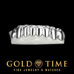 8-Piece Custom Grillz with Trillion Diamond-Cuts & Diamond Dust Tips – Solid Gold or Silver – Includes Mold Kit – Handmade