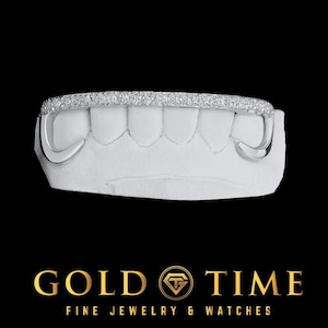 Custom Open-Face Hooks Grillz with Moissanite Tips - 6-Piece Customizable Grillz in Silver, 10k Gold, or 14K Gold - Includes Impression Kit