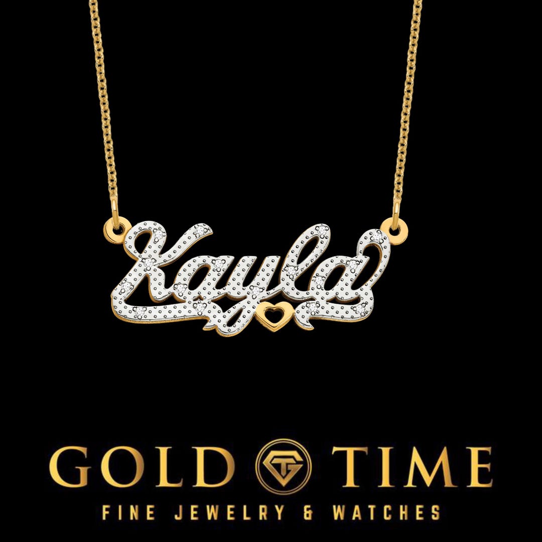 3D Diamond Name Necklace – Custom 10K/14K Gold Nameplate, Personalized ...