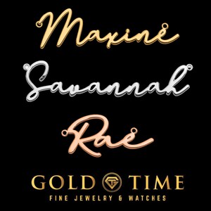 Custom Name Plate Necklace in Sterling Silver or Gold, Personalized Script Font, 16"-20" Length Options – Up to 9 Letters