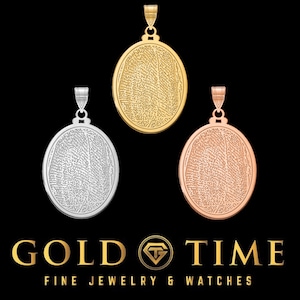 Custom Fingerprint Pendant – Personalized Thumbprint Necklace in Silver or Gold – 10K, 14K, or Plated – Engravable Back – Made to Order