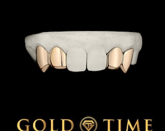 Custom 4 Piece Incisor & Fang Grillz – Gold or Silver Teeth Jewelry (Includes Mold Kit)