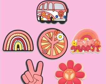 Groovy croc charms, groovy charms, shoe charms for your crocs, flower power, peace, popular charms