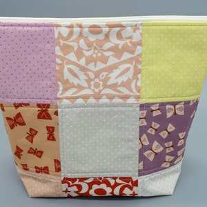 Bolsa de Projeto de Tricô ou Crochê - Patchwork Acolchoado - 13&quot;L x 11,5&quot;A