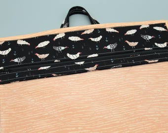 Borsa grande in vinile con manico - Croissant al pollo - 14" trapuntata