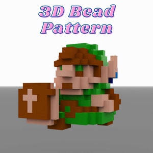 Legend of Zelda Link 3D Fuse Bead Pattern | Pixel Art Design | Hama | Perler | Artkal