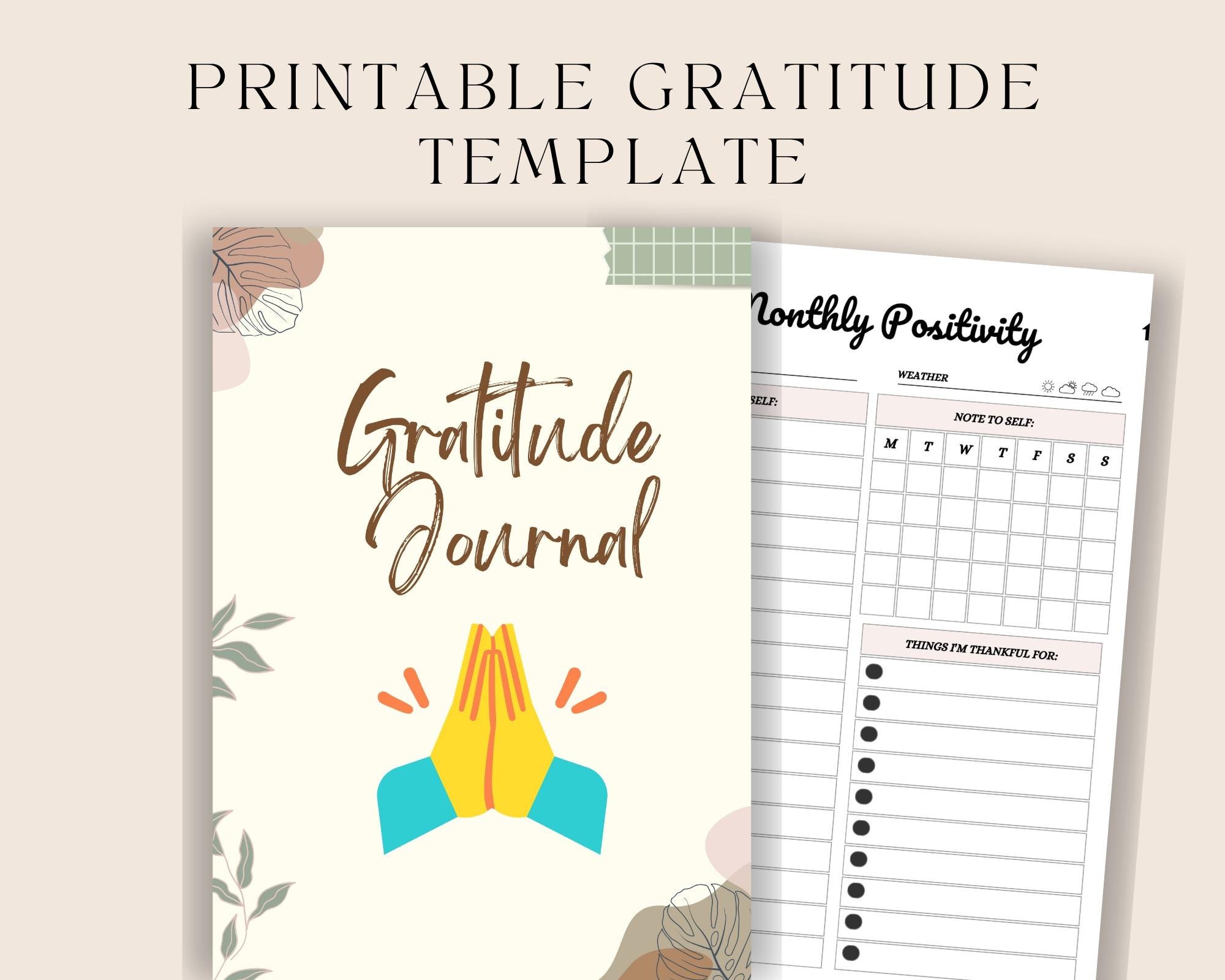 Gratitude Journal Printable PDF | Daily Thankfulness Log | Digital Self ...