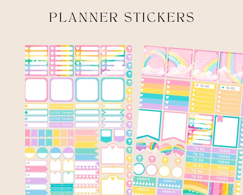 Printable Rainbow Planner Stickers | Functional Journal Stickers ...