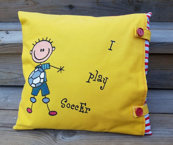 Hand Painted Pillow Soccer Boy Soccer Bedroom Decor Kids Bedroom Art Christmas Gift For Boys Boy Soccer Pillow Cover