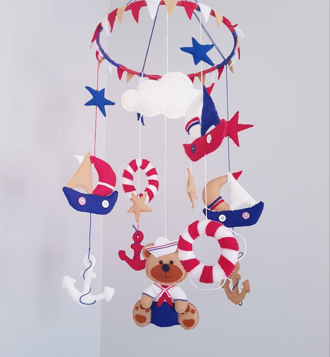 Nautical Baby Mobile Sailor Mobile Crib Ocean Mobile Etsy