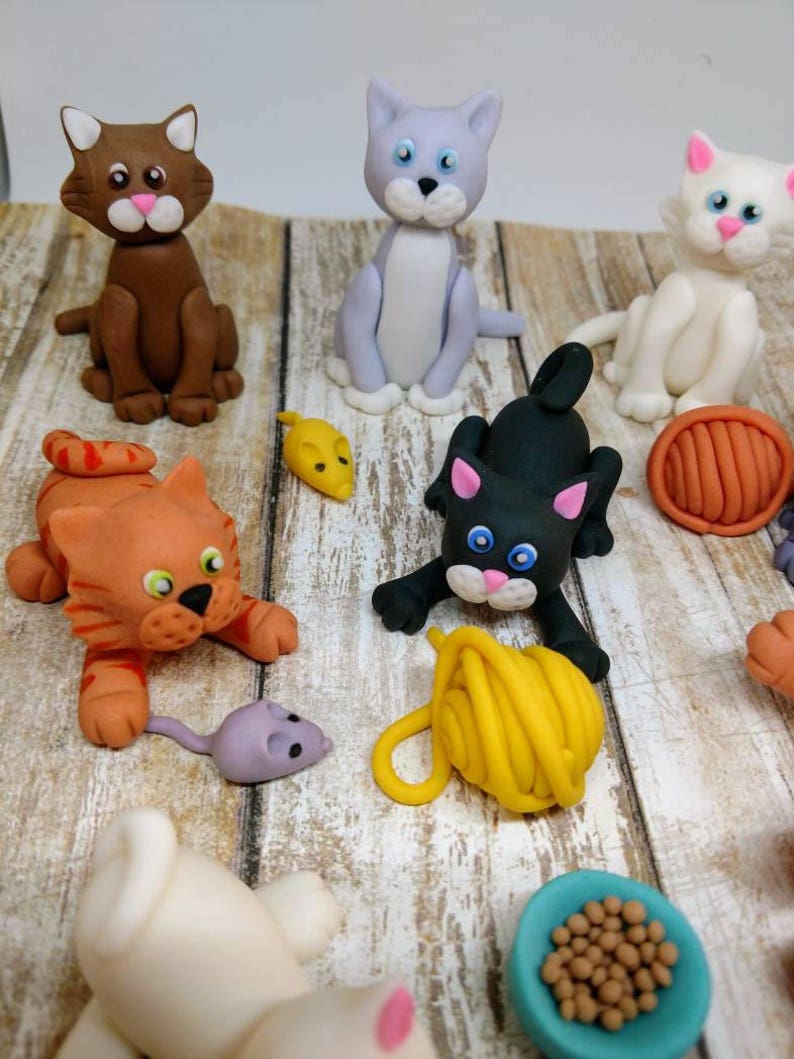 Fondant Cat Cake Toppers Fondant Cats Cat Lover Party Cat Fondant Cat Cake Toppers Fondant Cats Cat Lover Party Cat