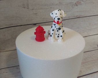 Fondant Dalmatian Cake Topper- Fondant Dogs Fondant Fireman Hat