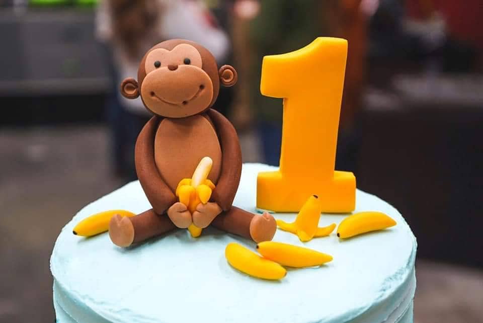 Fondant Baby Monkey and Banana Cake Toppers Fondant Monkey Etsy