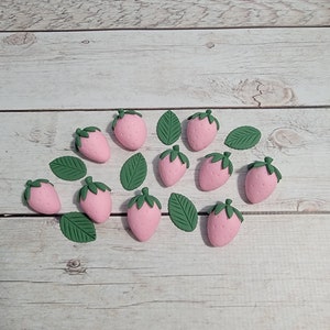 Fondant Pastel Strawberry Cupcake Toppers - Fondant Strawberries - Strawberry Party - Fondant Decor - Summer Fondant - Fondant Fruit