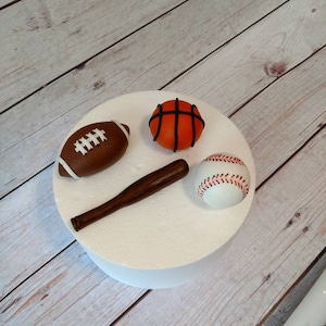 Fondant Sports Cake Topper - Fondant Baseball - Fondant Football - Fondant Baseball Bat - Fondant Basketball - Sports Party - Boy's Birthday
