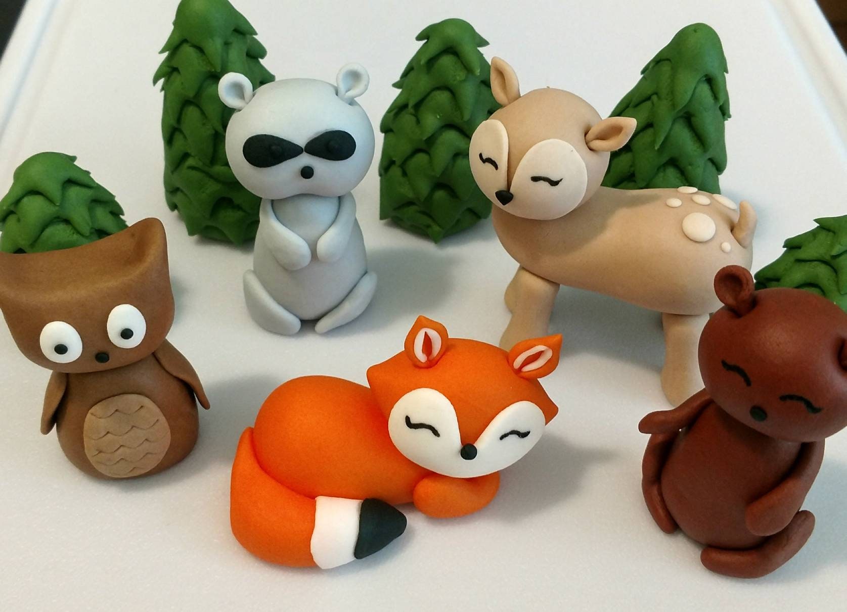 Fondant Woodland Cake Toppers Fondant Animals Woodland Etsy