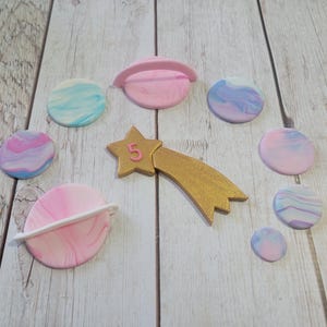 Fondant Planets - Fondant Pink purple planets - Fondant girly space Cake Toppers - Planet Cake Toppers - Fondant Solar System