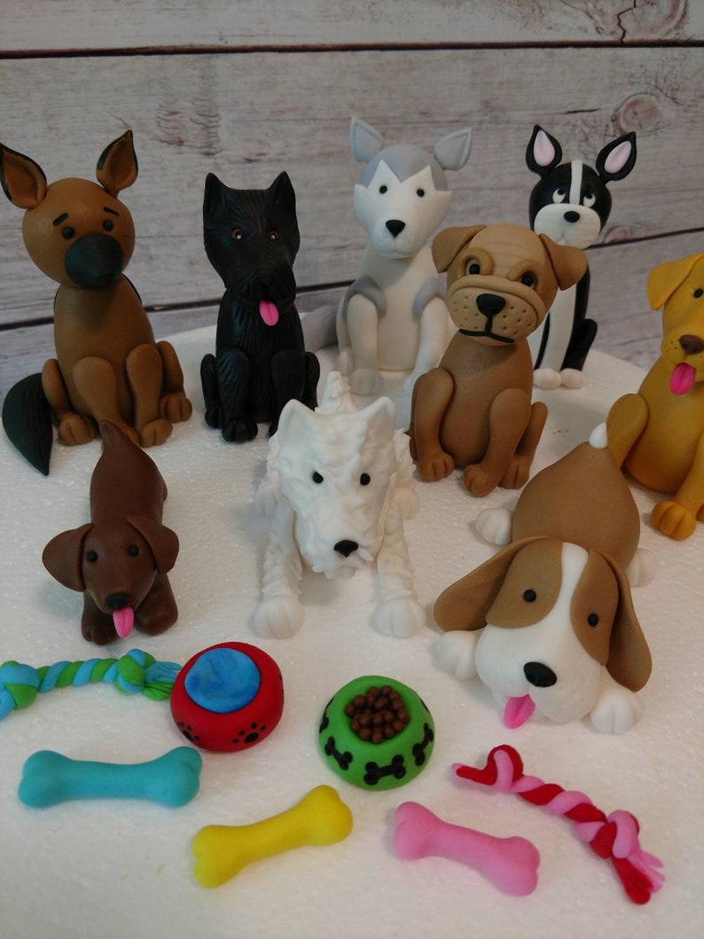 Fondant Dog Cake Toppers Fondant Dogs Dog Lover Party Etsy