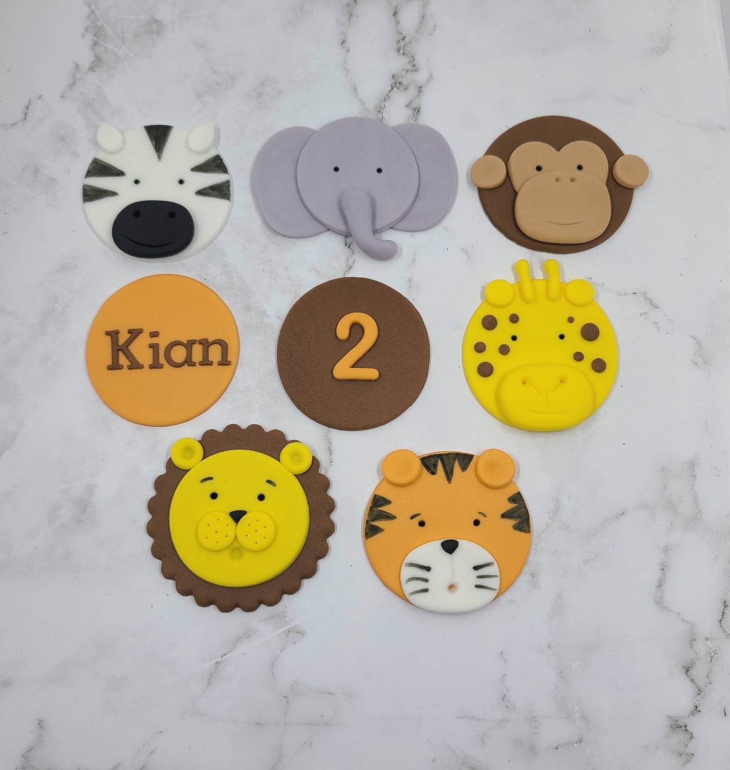 Fondant Safari Animals Cupcake Toppers Baby Shower Etsy
