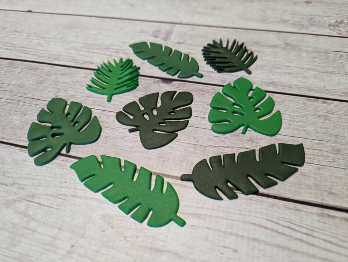 Fondant Tropical Leaves Leaf Cake Toppers Safari Party Etsy