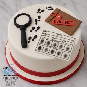 Fondant Detective Cake Toppers - Fondant Crime Scene - Fondant Escape Room - Fondant CSI Inspired - Graduation Party