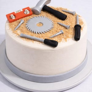 Fondant Tools - Tool Cake Toppers - Fondant Hammer Screwdriver Nails Screw Balance - Fondant Carpenter Cake Toppers - Woodworker Cake topper