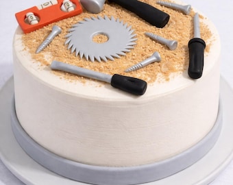 Fondant Tools - Tool Cake Toppers - Fondant Hammer Screwdriver Nails Screw Balance - Fondant Carpenter Cake Toppers - Woodworker Cake topper