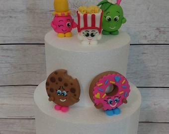 Fondant Shopping Inspired Character Cake Toppers - Birthday Decor - Kids Birthday - Girls Birthday Cake Topper