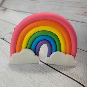Fondant Rainbow Cake Topper - Rainbow Cake - Pride Cake Topper - Fondant Clouds and Rainbow