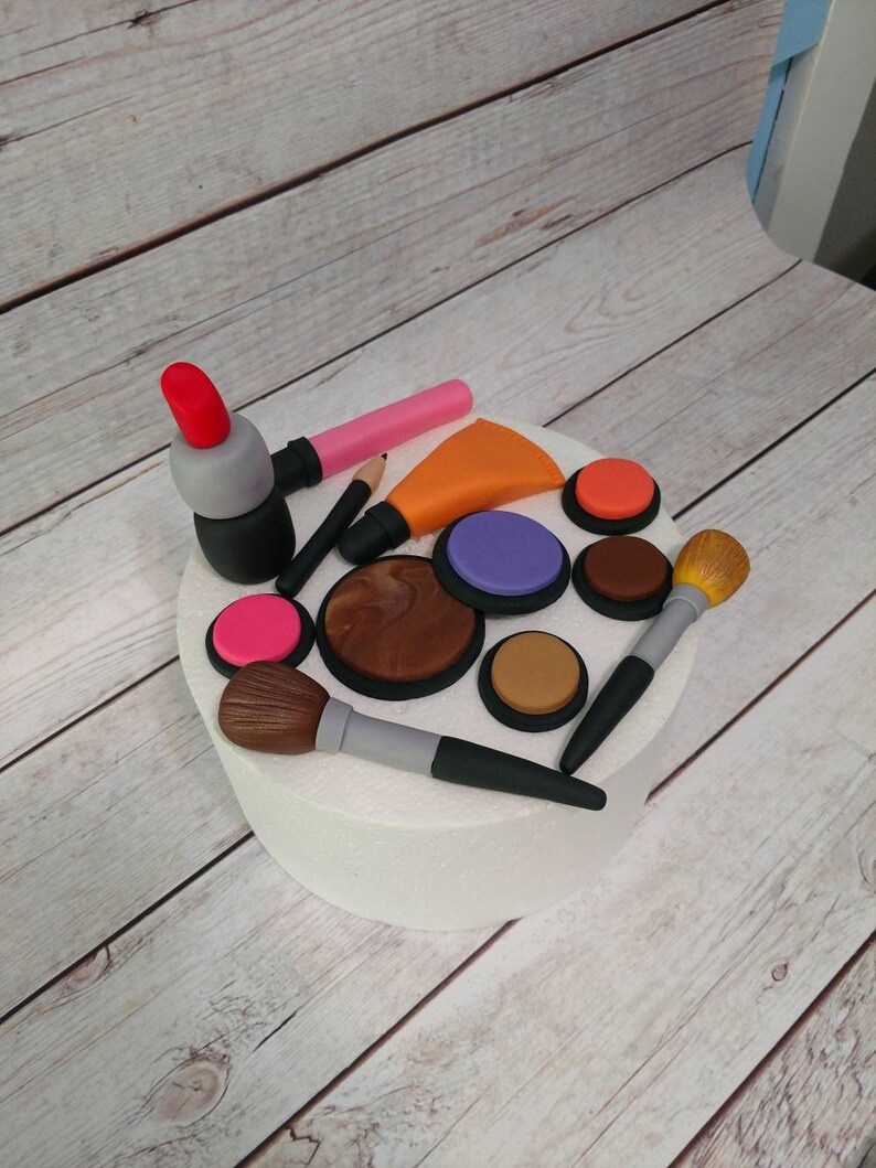 Fondant Makeup Cake Toppers Makeup Cake Decorations Fondant Etsy
