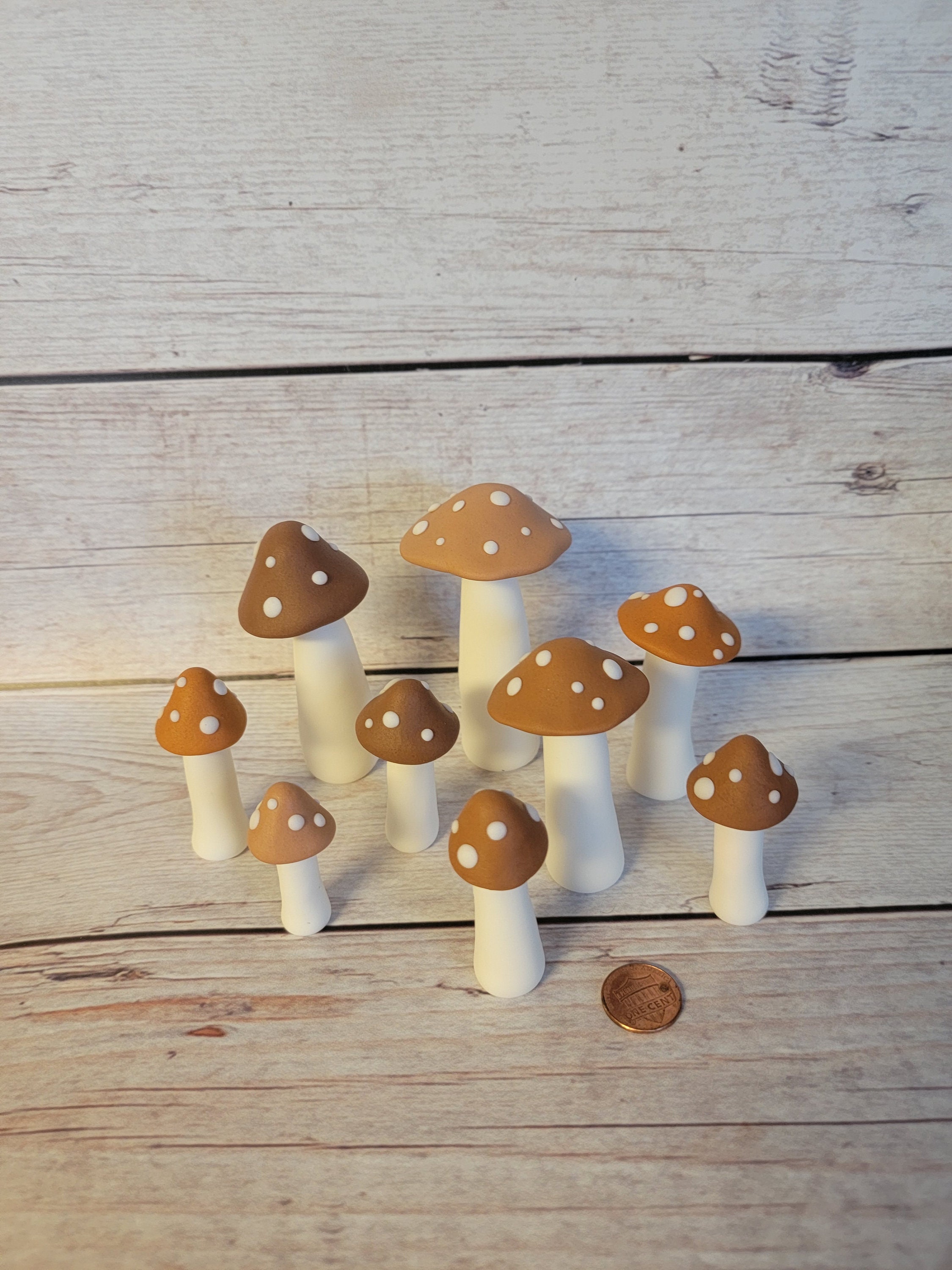 4 Red or Green Glitter Mushrooms Wooden Mushrooms Craft Mushrooms