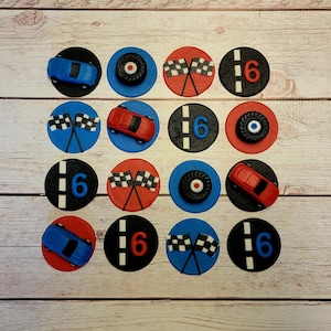 Fondant Race car Cupcake Toppers - Racecar Cake Toppers - Racing Cupcakes - Fondant Tires - Fondant Race Car