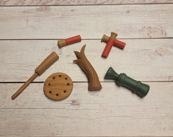 Fondant Hunting Cake Toppers - Fondant Duck Call - Fondant Antler - Fondant Turkey Call - Fondant Shotgun Shells - Hunter Cake Topper Set