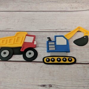 Construction Cake Topper Set - Fondant Bulldozer - Construction Cake - Boys Birthday - Father's Day Cake - Fondant Escavator image 1