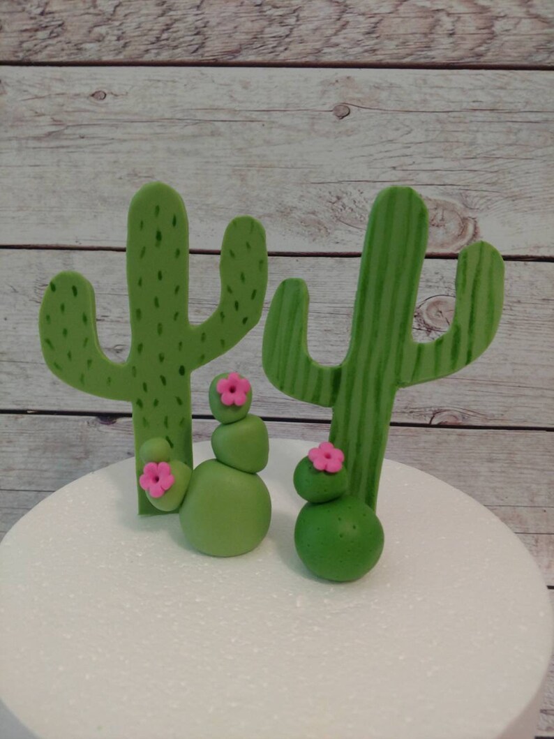 Fondant Cactus Cake Toppers Cactus Cake Topper Fondant Etsy