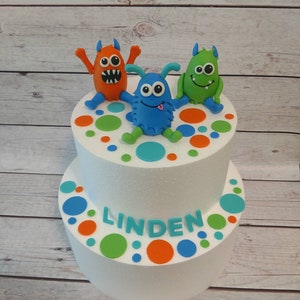 Fondant Monster Cake Toppers - Monster Cake - Fondant Monster Toppers - Little Monsters Theme - Monsters